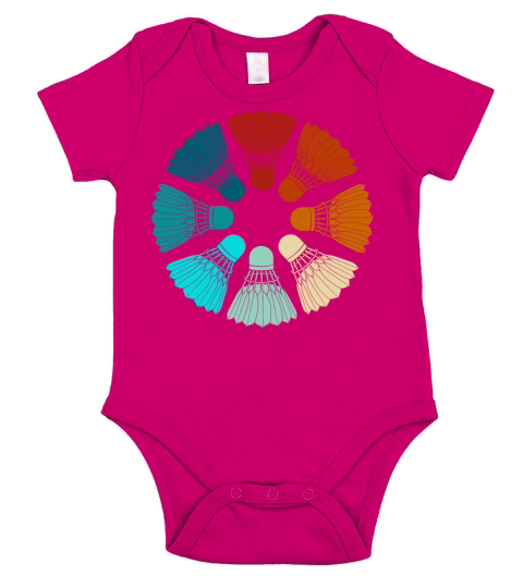 Badminton - Shuttlecocks Colorful Short Sleeve Baby One-Piece