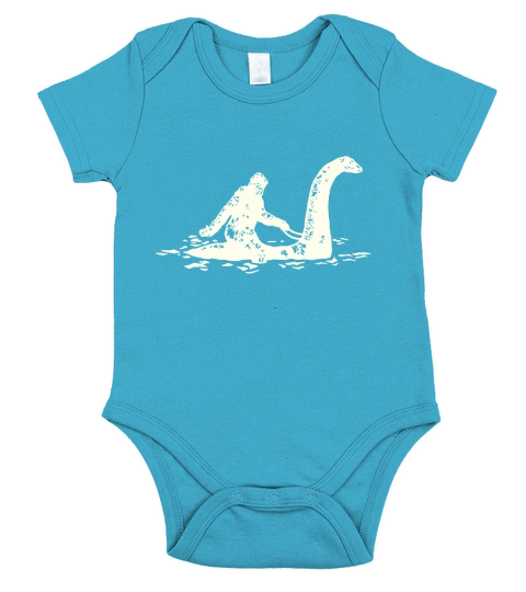 BIGFOOT SASQUATCH RIDING THE LOCH NESS MONSTER Short Sleeve Baby One-Piece