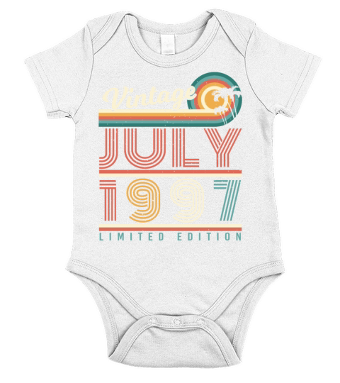 Birthday Greeting July 1997 Short Sleeve Baby One-Piece