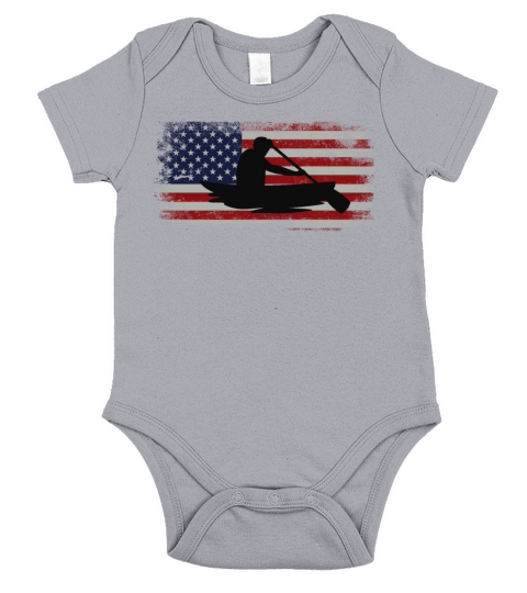Canoe Canoeing Usa American Flag Short Sleeve Baby One-Piece