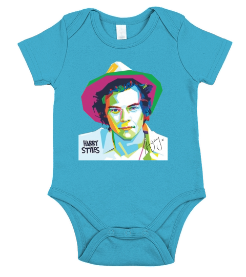 Colorful Harry Styles art autographed shirt Short Sleeve Baby One-Piece