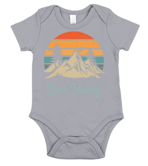 Deer Valley Retro Vintage Mountain Sunset Outdoors Short Sleeve Baby One-Piece