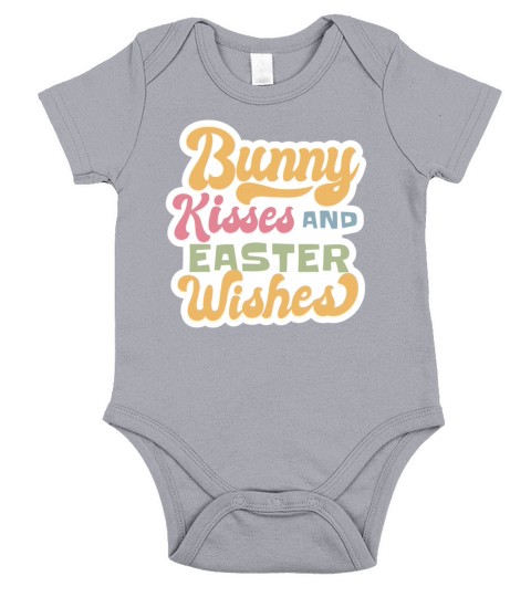Easter Bunny Kisses Quote Lettering Short Sleeve Baby One-Piece