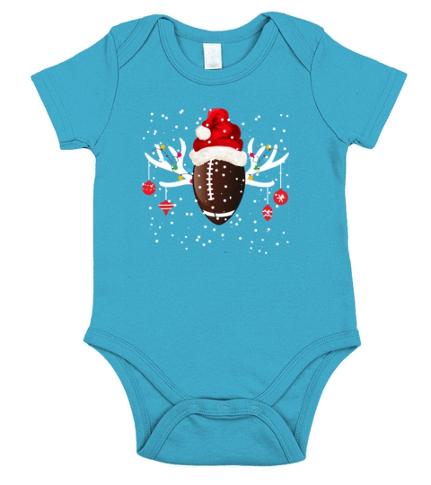 Merry Christmas Funny Football Reindeer Santa Hat Christmas Holida Short Sleeve Baby One-Piece