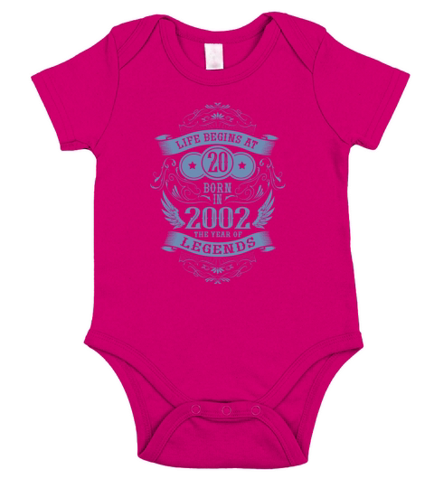 Funny sayings for the 20th birthday born in 2002 Short Sleeve Baby One-Piece