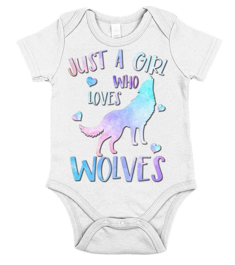 Just a Girl Who Loves wolves Watercolor Cute wolf Short Sleeve Baby One-Piece