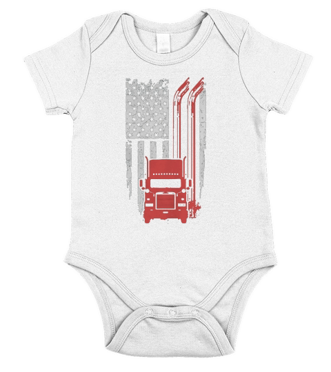 Trucker - Cool Flag t-shirt for american trucker T shirt Short Sleeve Baby One-Piece