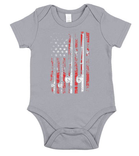Vintage American Flag Fishing Pole shirt Short Sleeve Baby One-Piece