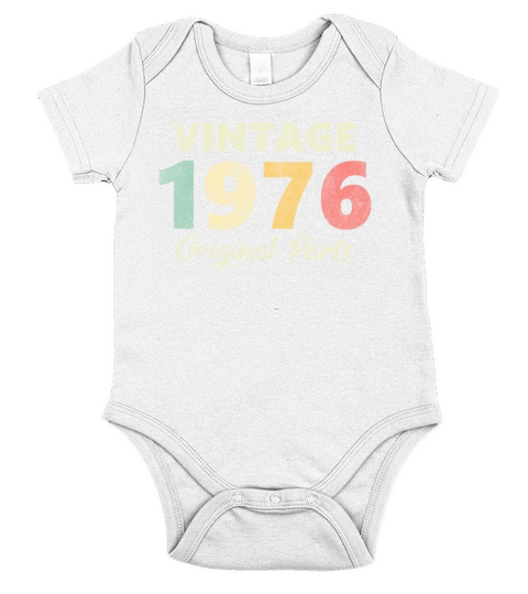 Vintage Birthday Original Parts 1976 Birthday Short Sleeve Baby One-Piece
