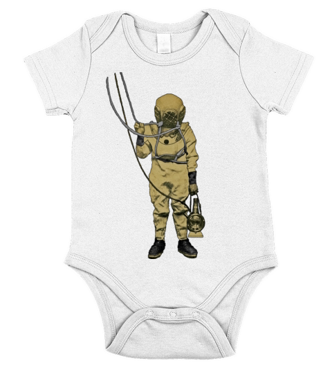 Vintage Diver with Diving Helmet and UW Lantern Short Sleeve Baby One-Piece
