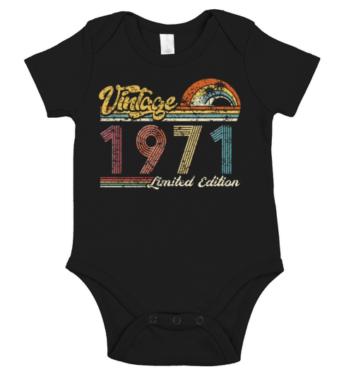 Vintage "Limited Edition" Vintage 1971 Birthday Short Sleeve Baby One-Piece
