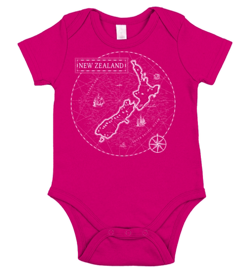 Vintage Map New Zealand Short Sleeve Baby One-Piece