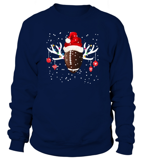 Merry Christmas Funny Football Reindeer Santa Hat Christmas Holida Sweatshirt Unisex