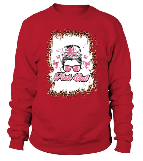Pink Out Breast Cancer Football Bleached Leopard Sweatshirt Unisex