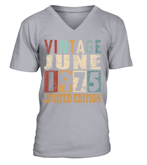1975 vintage born in June gift V-Neck T-shirt