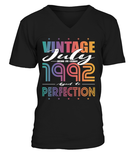30th birthday vintage july 1992 aged to perfection V-Neck T-shirt