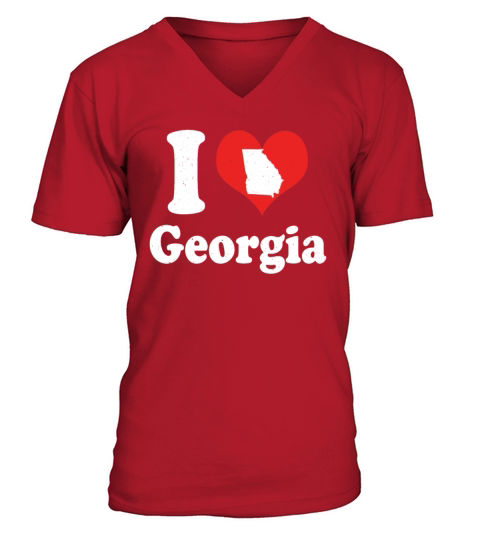 America Citizen US State Love I Heart Georgia V-Neck T-shirt