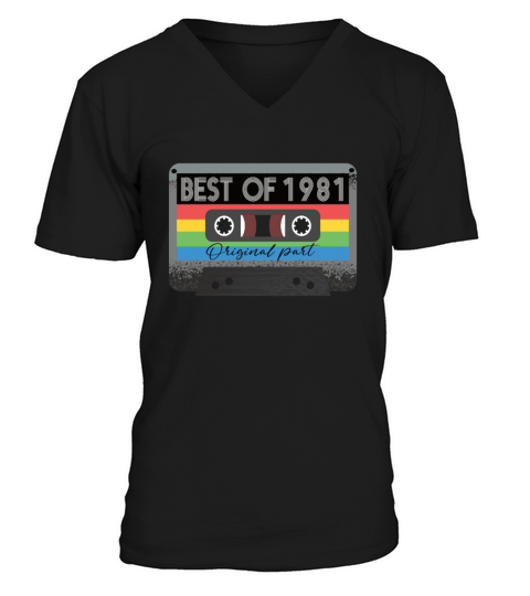 Best Of 1981 Vintage Cassette Retro Birthday V-Neck T-shirt