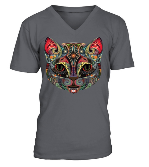 Cat Face MultiColor V-Neck T-shirt