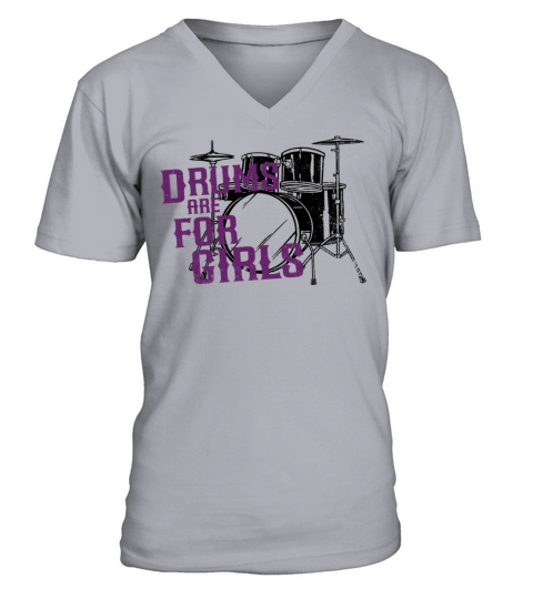 Drummer Drum Set Girl Vintage V-Neck T-shirt