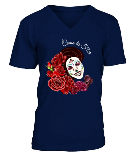 Funny Vintage Style Tshirt for Como la Flor - Selena Quintanilla Day of the Dead Sugar Skull----EEUHFBF V-Neck T-shirt