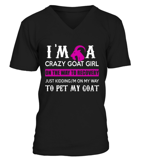 Goat crazy Girl V-Neck T-shirt