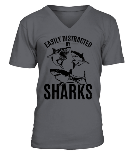 Great White Shark Love I Easily Distracted By V-Neck T-shirt