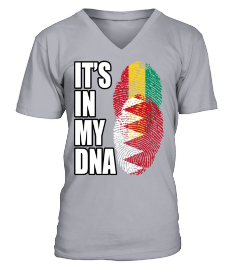 Guinean And Bahraini Mix Heritage DNA Flag V-Neck T-shirt
