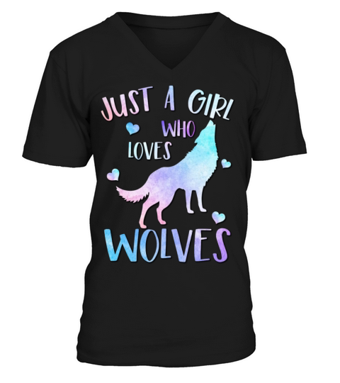 Just a Girl Who Loves wolves Watercolor Cute wolf V-Neck T-shirt