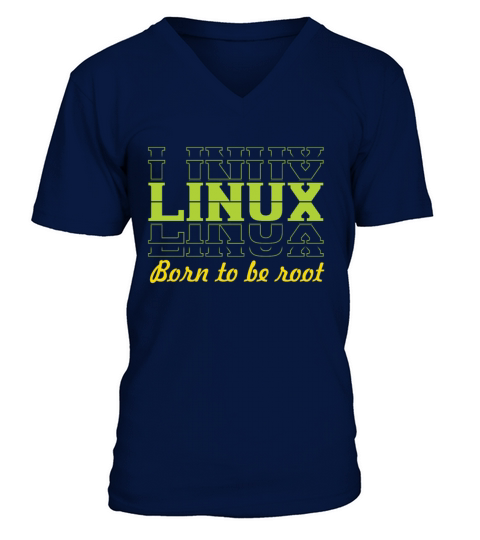 Linux Retro Vintage Born to be Root for nerds V-Neck T-shirt