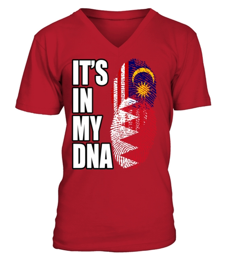 Malaysian And Bahraini Mix Heritage DNA Flag V-Neck T-shirt