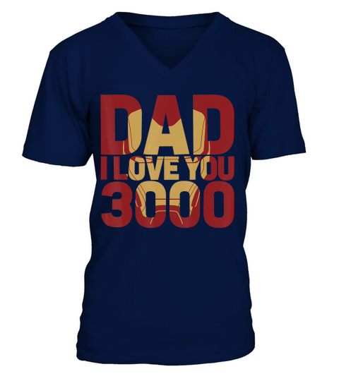 Marvel Iron Man Dad I Love You 3000 Text Fill Fathers Day T-Shirt V-Neck T-shirt