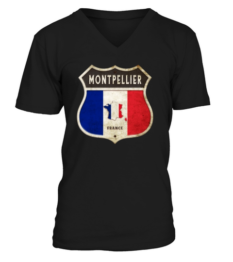 Montpellier France coat of arms flags design V-Neck T-shirt