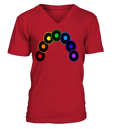 Musical Rainbow of Vinyl Records V-Neck T-shirt