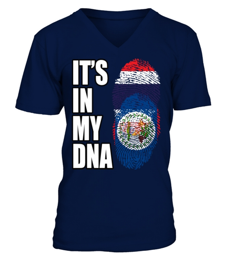 Thai And Belizean Vintage Heritage DNA Flag V-Neck T-shirt
