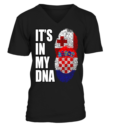 Tongan And Croatian Mix Heritage DNA Flag V-Neck T-shirt