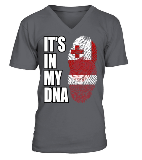 Tongan And Latvian Mix Heritage DNA Flag V-Neck T-shirt