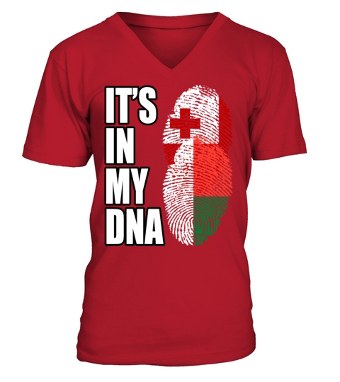 Tongan And Malagasy Mix Heritage DNA Flag V-Neck T-shirt
