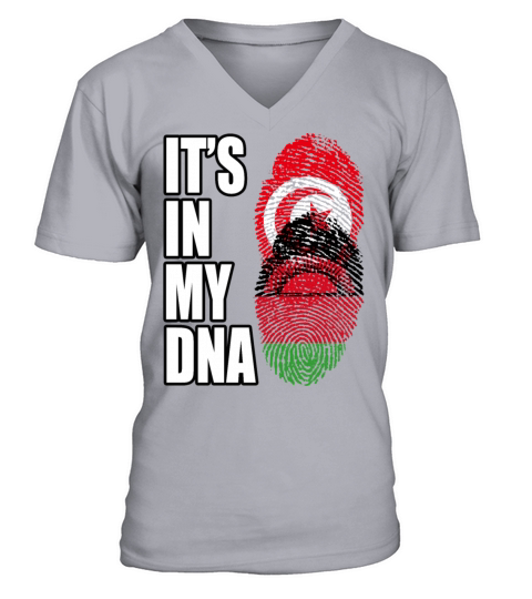 Tunisian And Malawian Mix Heritage DNA Flag V-Neck T-shirt