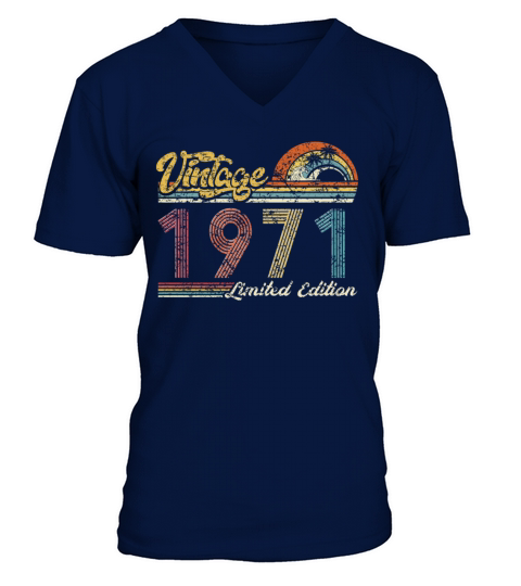 Vintage "Limited Edition" Vintage 1971 Birthday V-Neck T-shirt