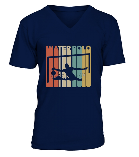 Vintage Style Water Polo Silhouette V-Neck T-shirt