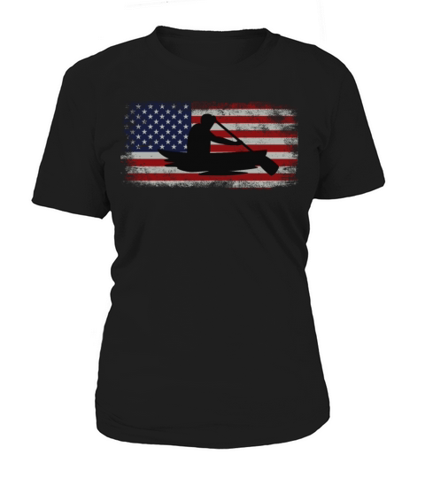 Canoe Canoeing Usa American Flag Women's T-Shirt