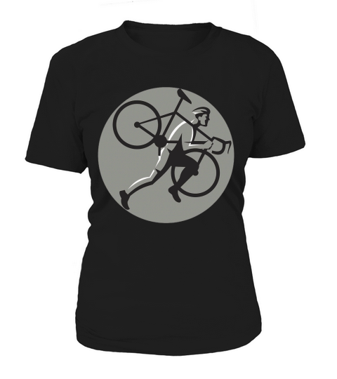 Cyclocross Athlete Carrying Bicycle Circle Retro Women's T-Shirt