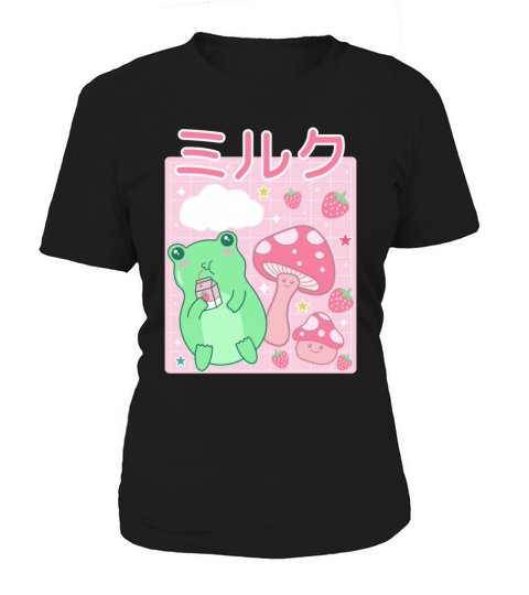 Kawaii Frog Japanese Cottagecore Mushroom Women's T-Shirt
