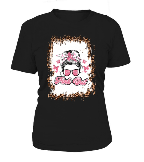 Pink Out Breast Cancer Football Bleached Leopard Women's T-Shirt