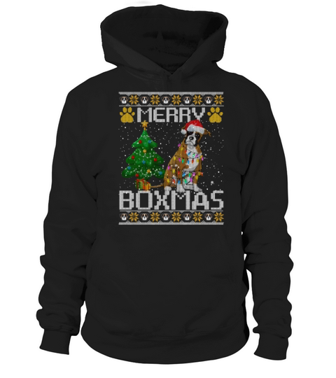 Merry Boxmas Funny Boxer Dog Lovers Christmas Hoodie Unisex