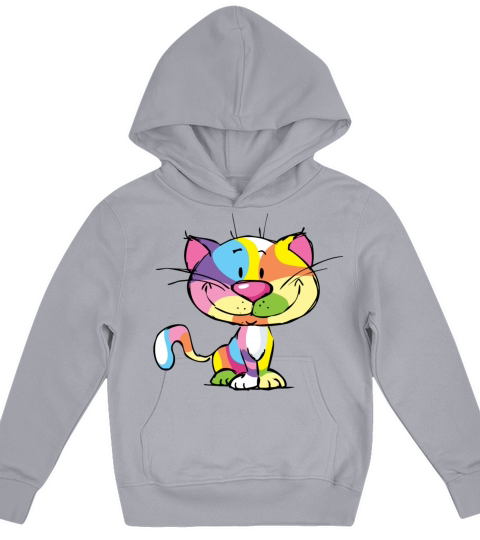 Cute Kitty Cartoon Colorful Pop Art Design Kids Hoodie