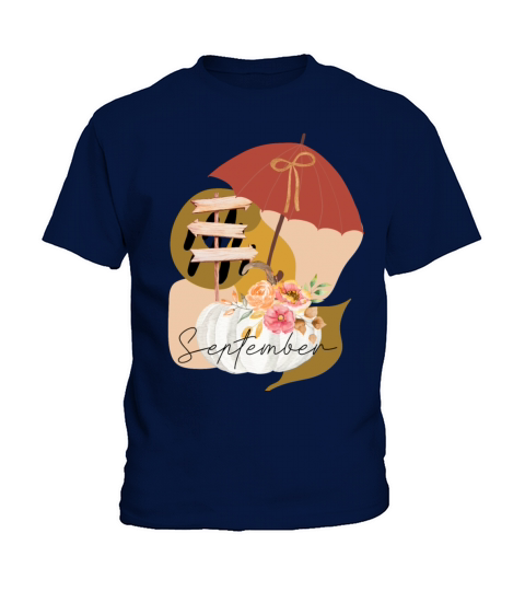 Fall September white pumpkin abstract Kids T-Shirt