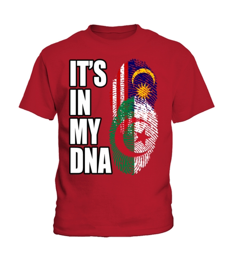 Malaysian And Algerian Mix Heritage DNA Flag Kids T-Shirt