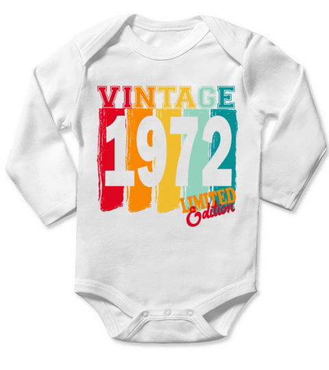 1972 Vintage Vintage Retro Birthday Gift Long Sleeve Baby One-Piece